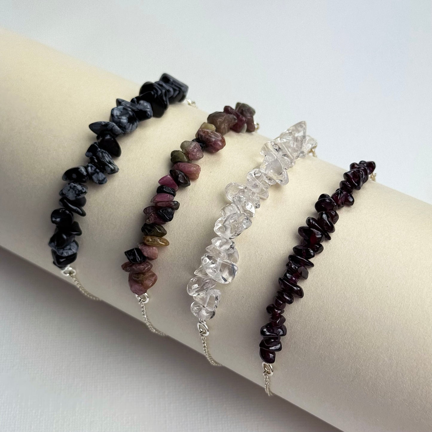 Sterling Silver Gemstone Chip Bracelets