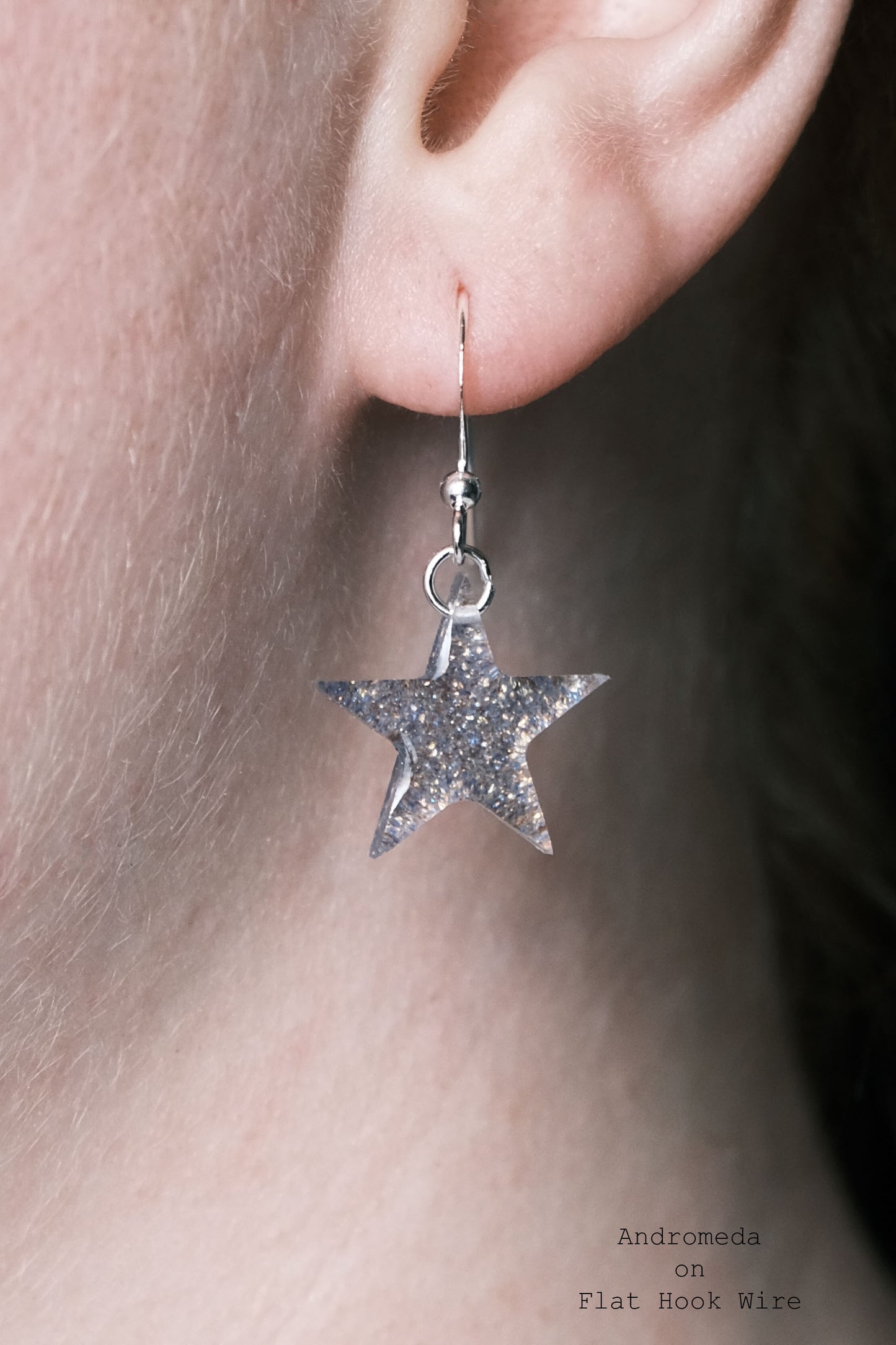Silver Plated Big Star Resin Earrings