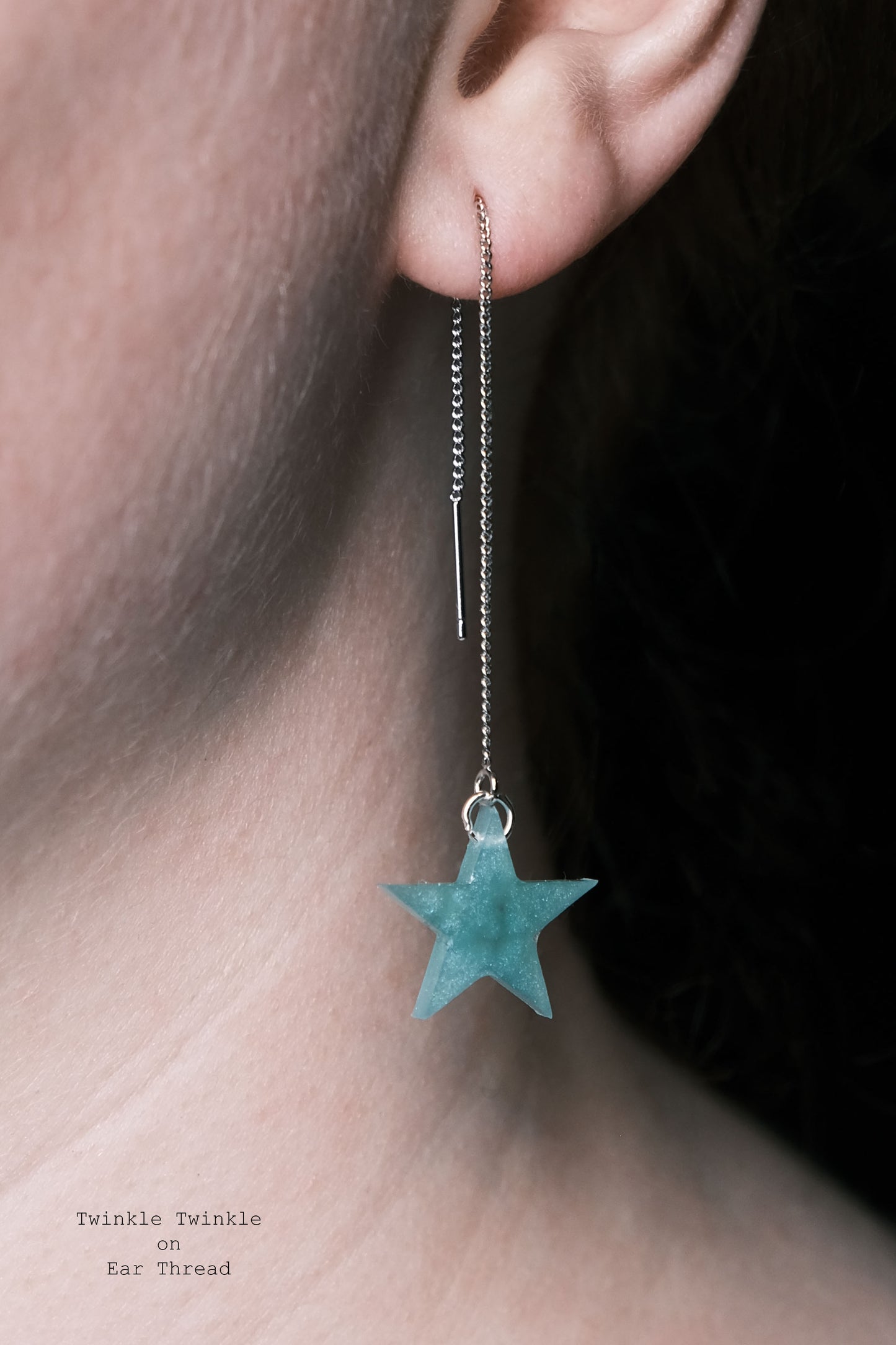 Silver Plated Big Star Resin Earrings