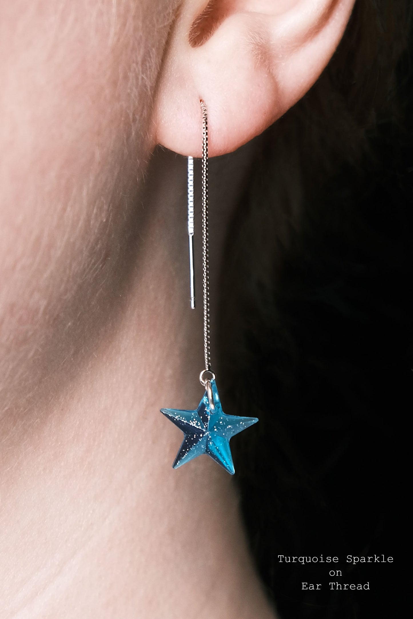 Sterling Silver Faceted Star Resin Earrings