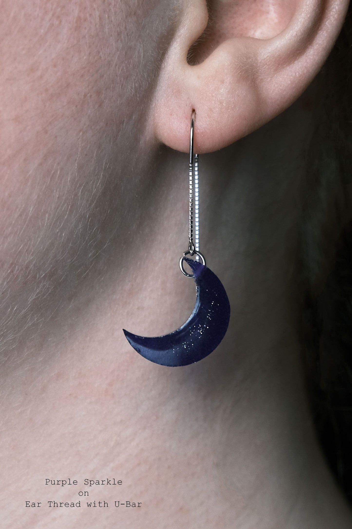 Sterling Silver Big Moon Resin Earrings