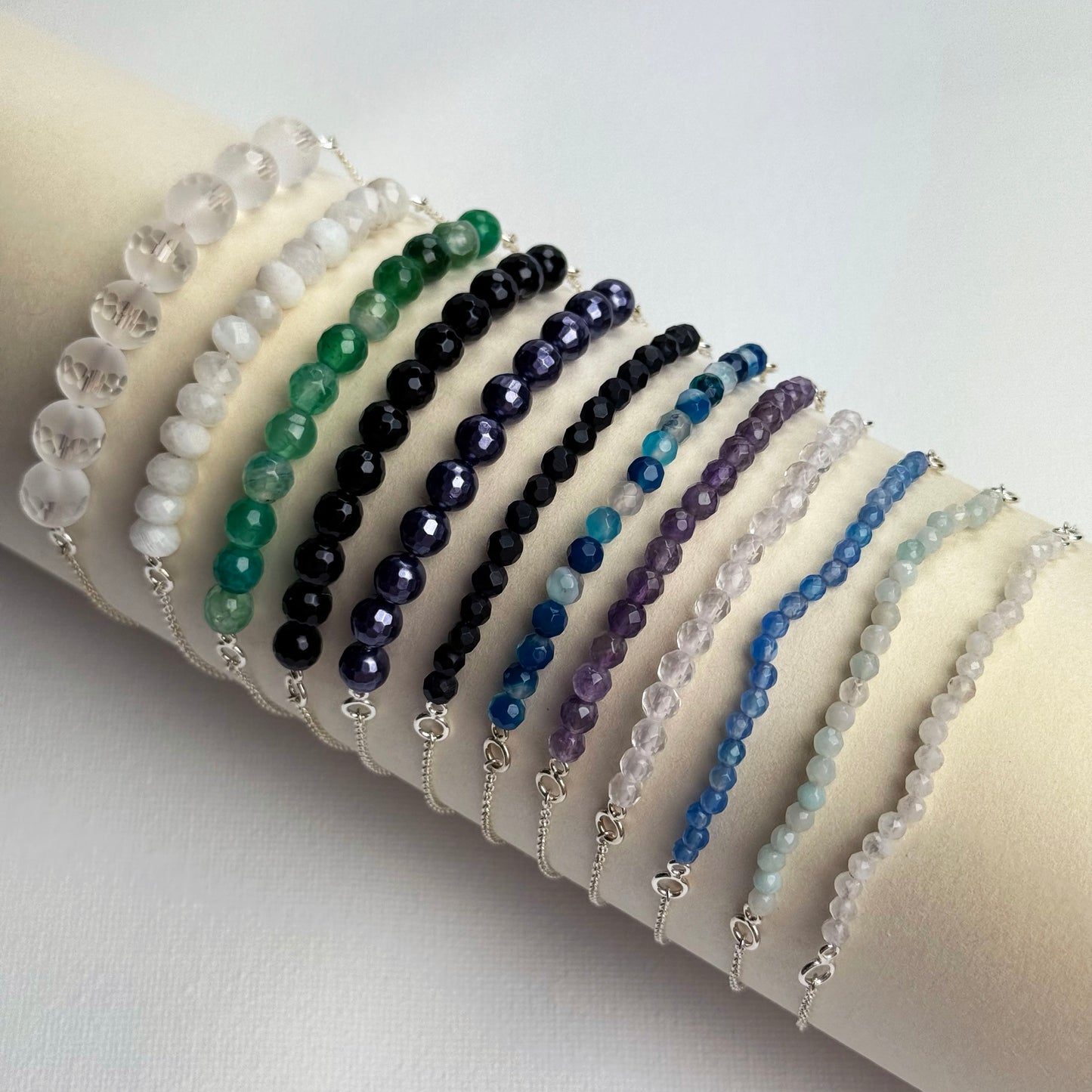 Sterling Silver Faceted Gemstone Bracelets