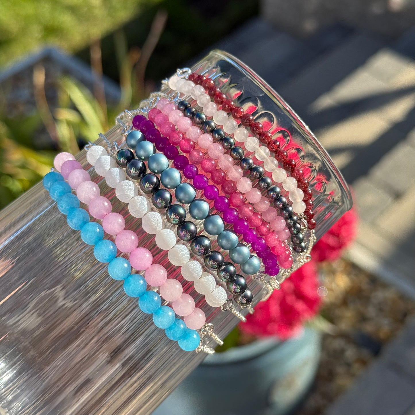 Sterling Silver Round Gemstone Bracelets