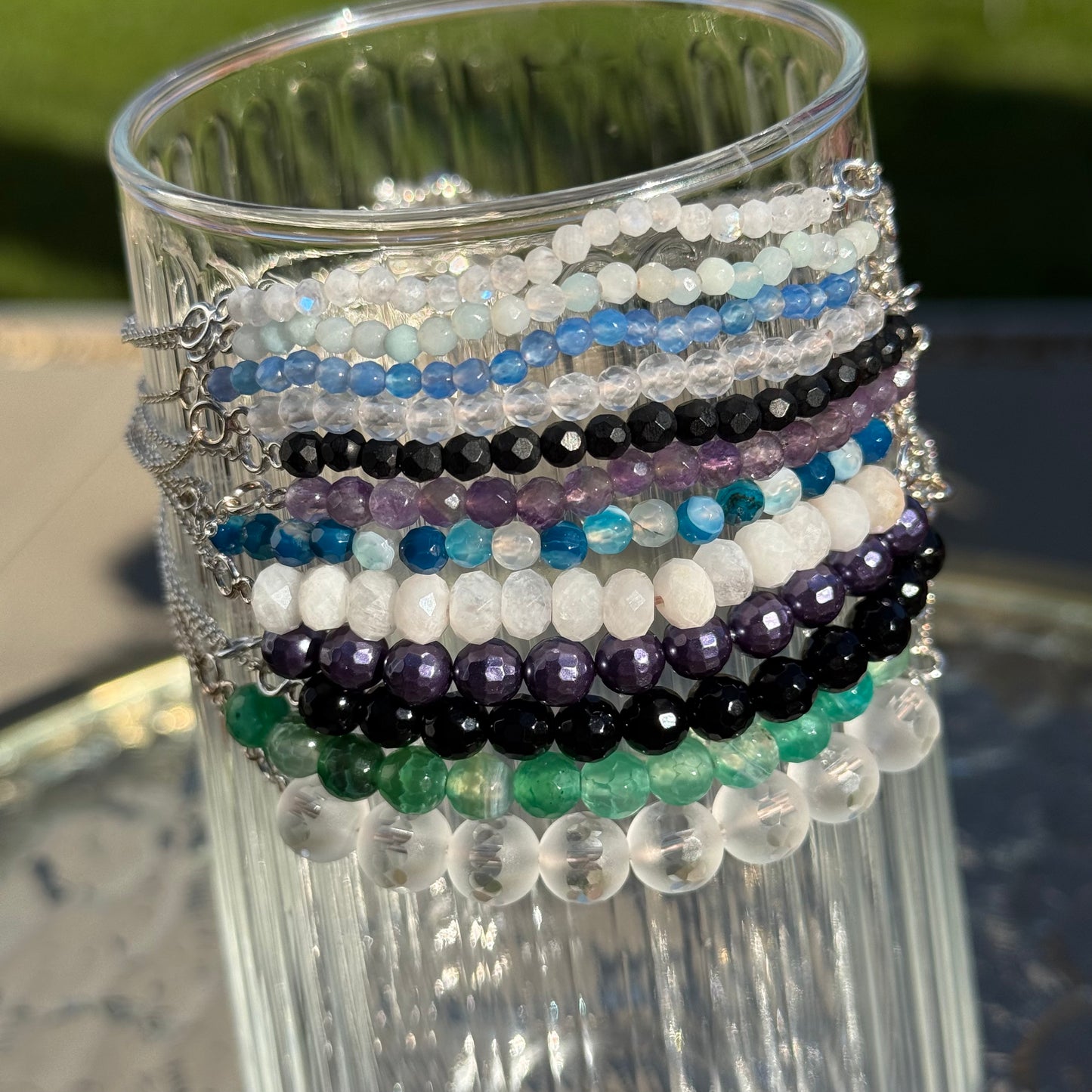 Sterling Silver Faceted Gemstone Bracelets