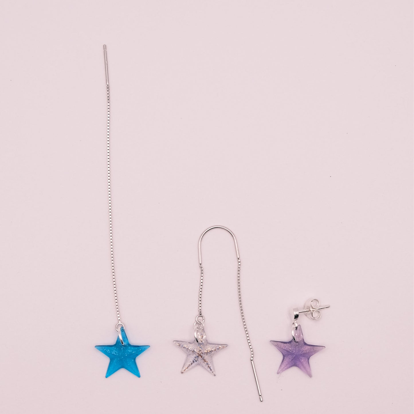 Sterling Silver Faceted Star Resin Earrings