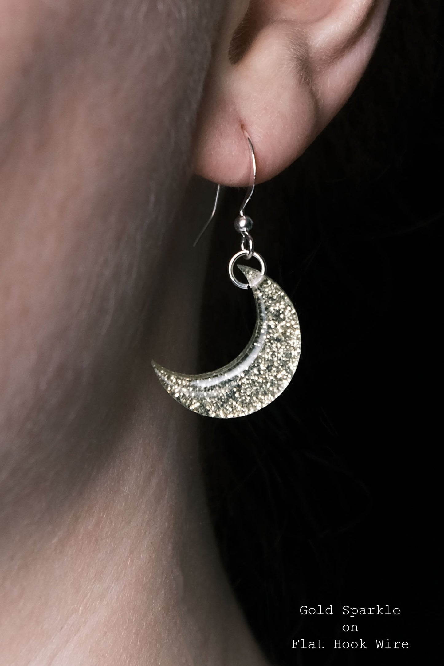 Silver Plated Big Moon Resin Earrings