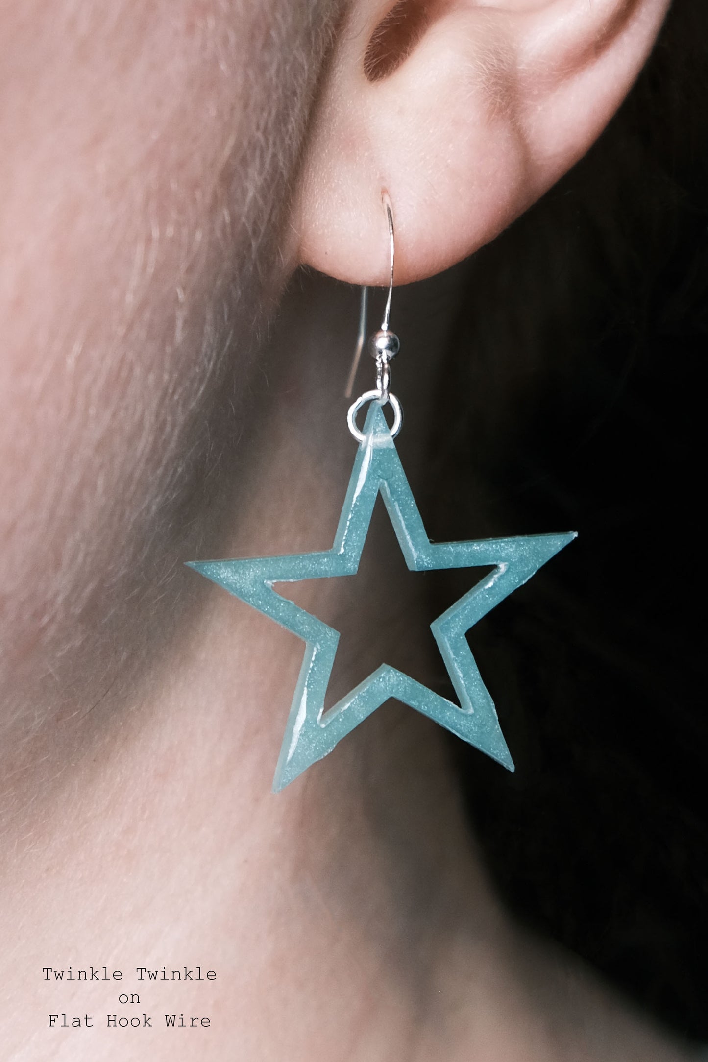 Silver Plated Open Star Resin Earrings