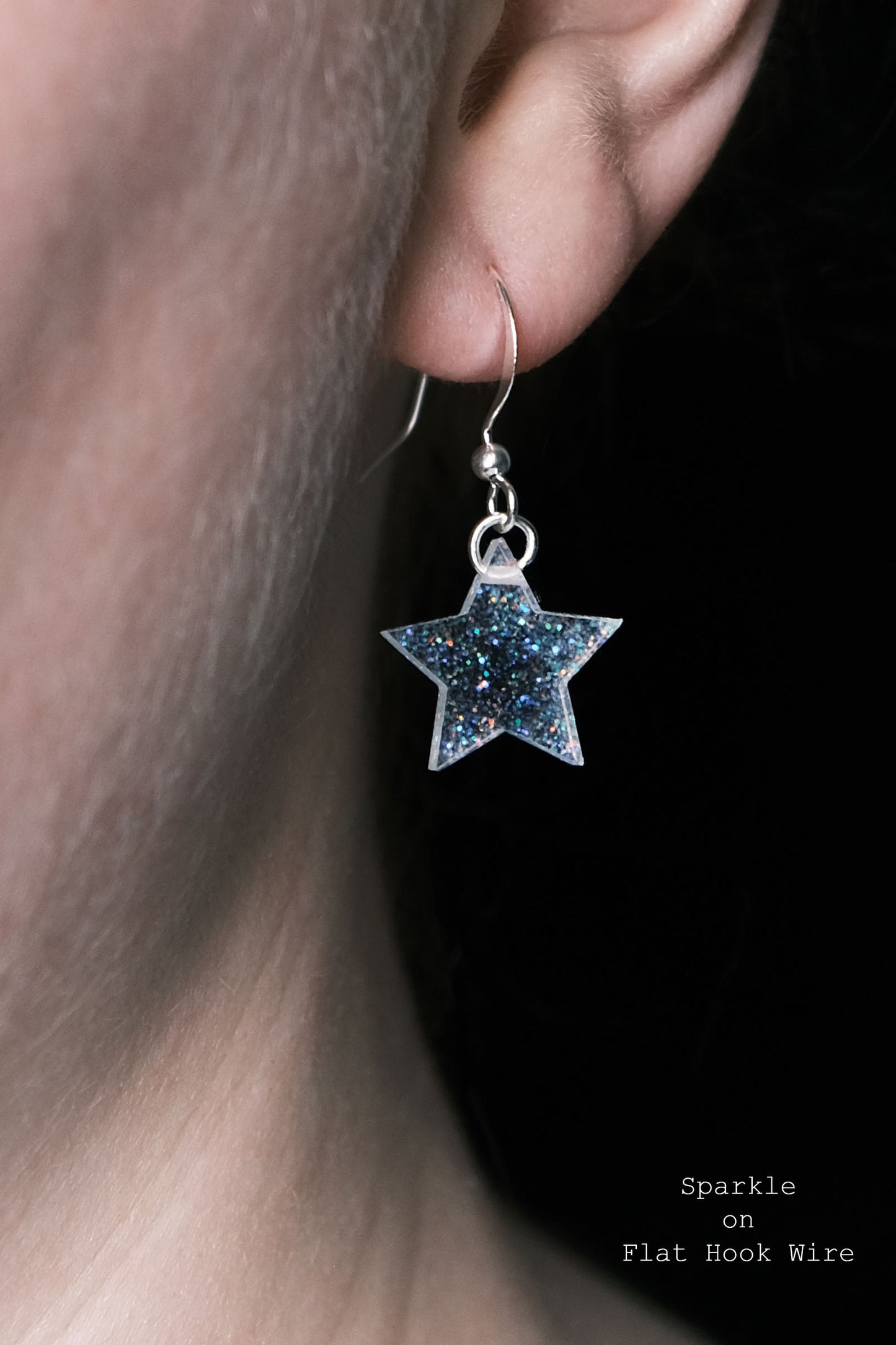 Silver Plated Small Star Resin Earrings