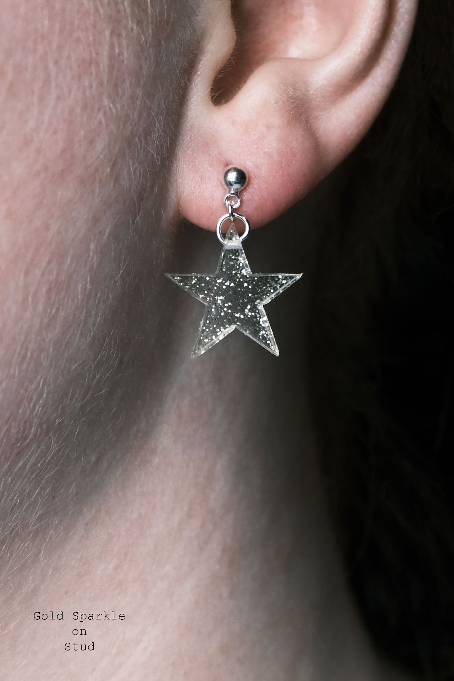 Silver Plated Big Star Resin Earrings