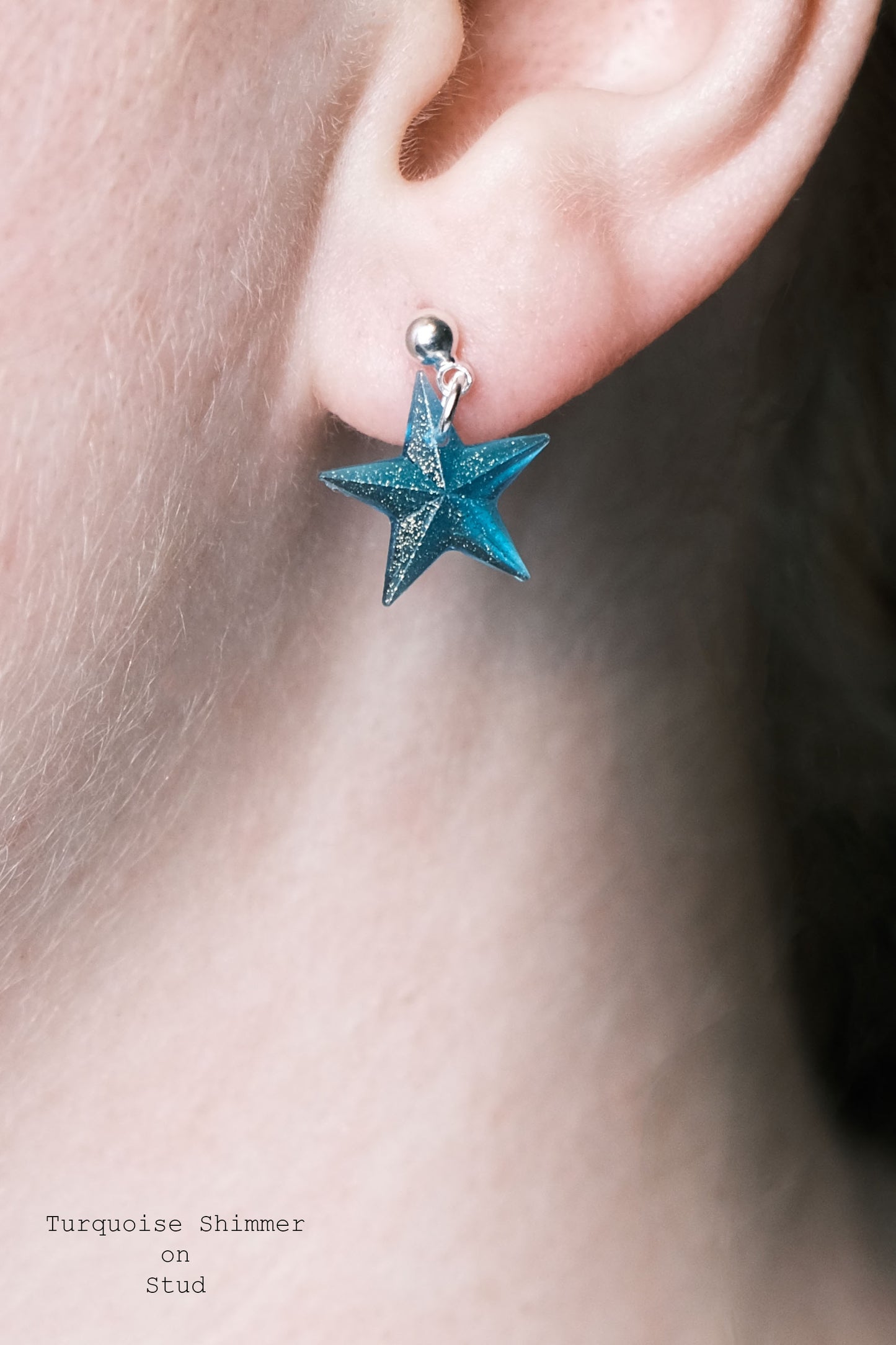 Silver Plated Faceted Star Resin Earrings