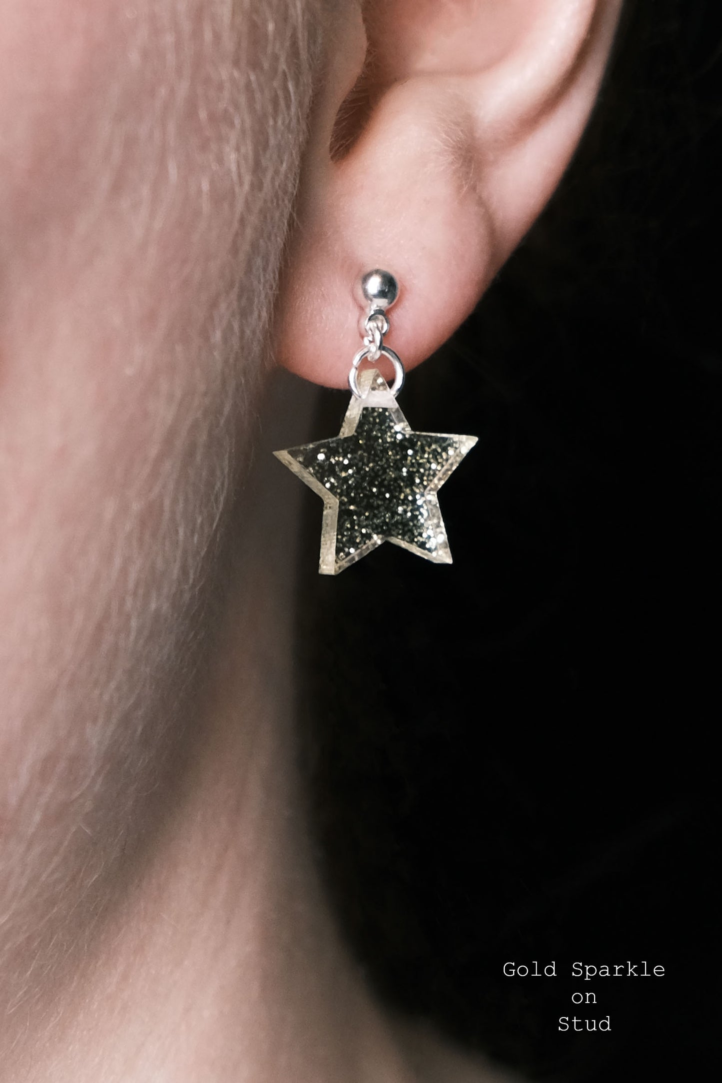 Silver Plated Small Star Resin Earrings