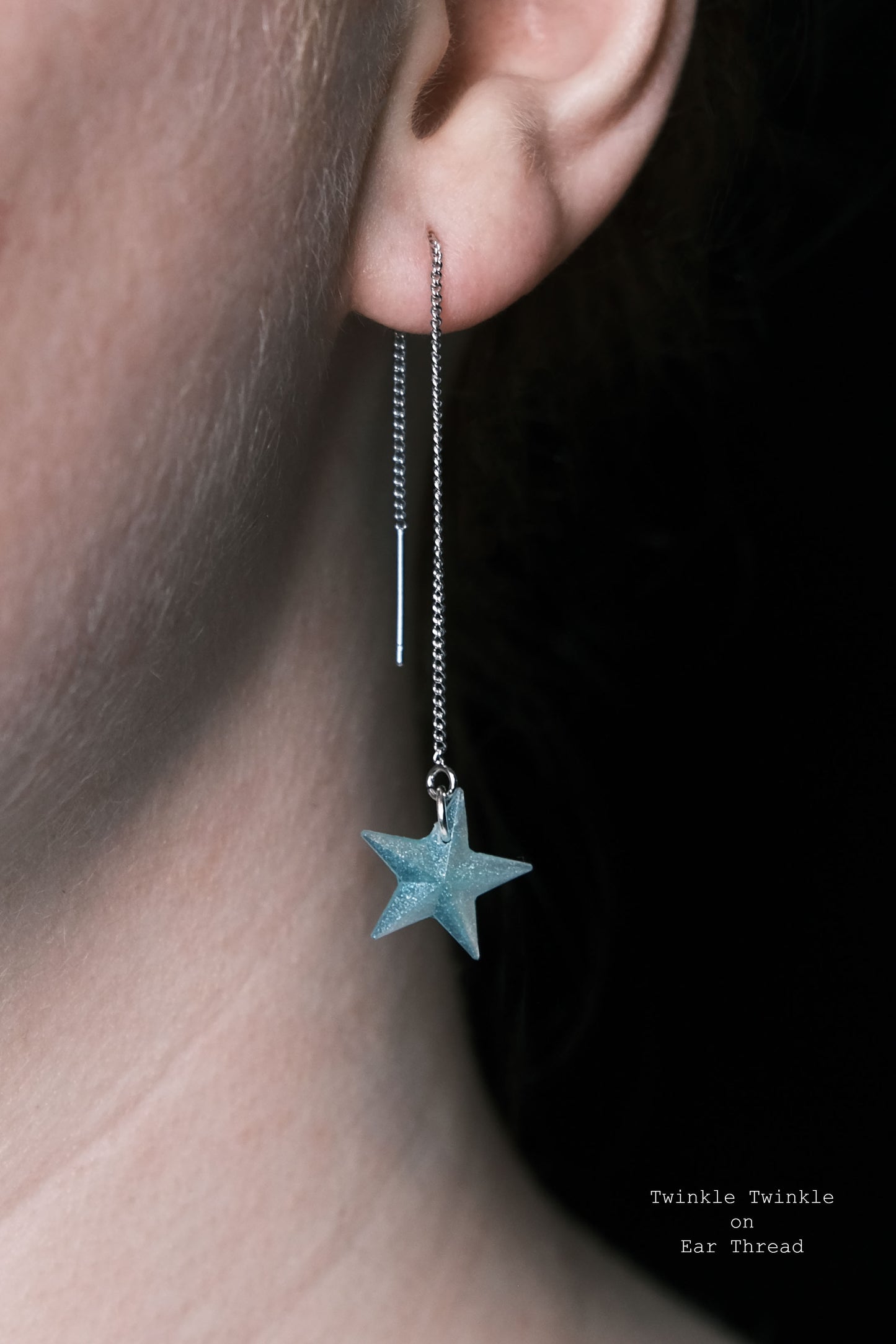 Silver Plated Faceted Star Resin Earrings