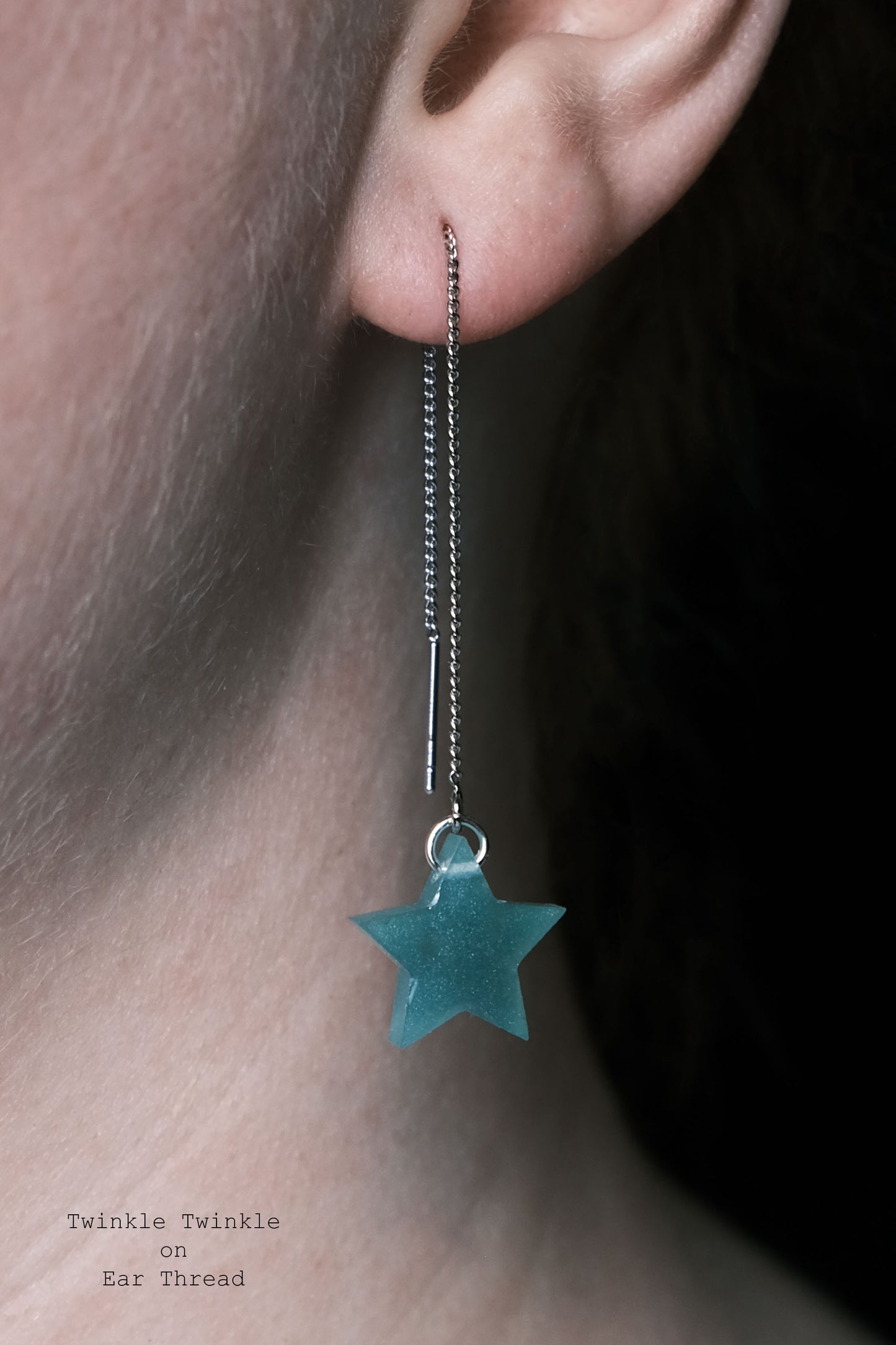 Silver Plated Small Star Resin Earrings