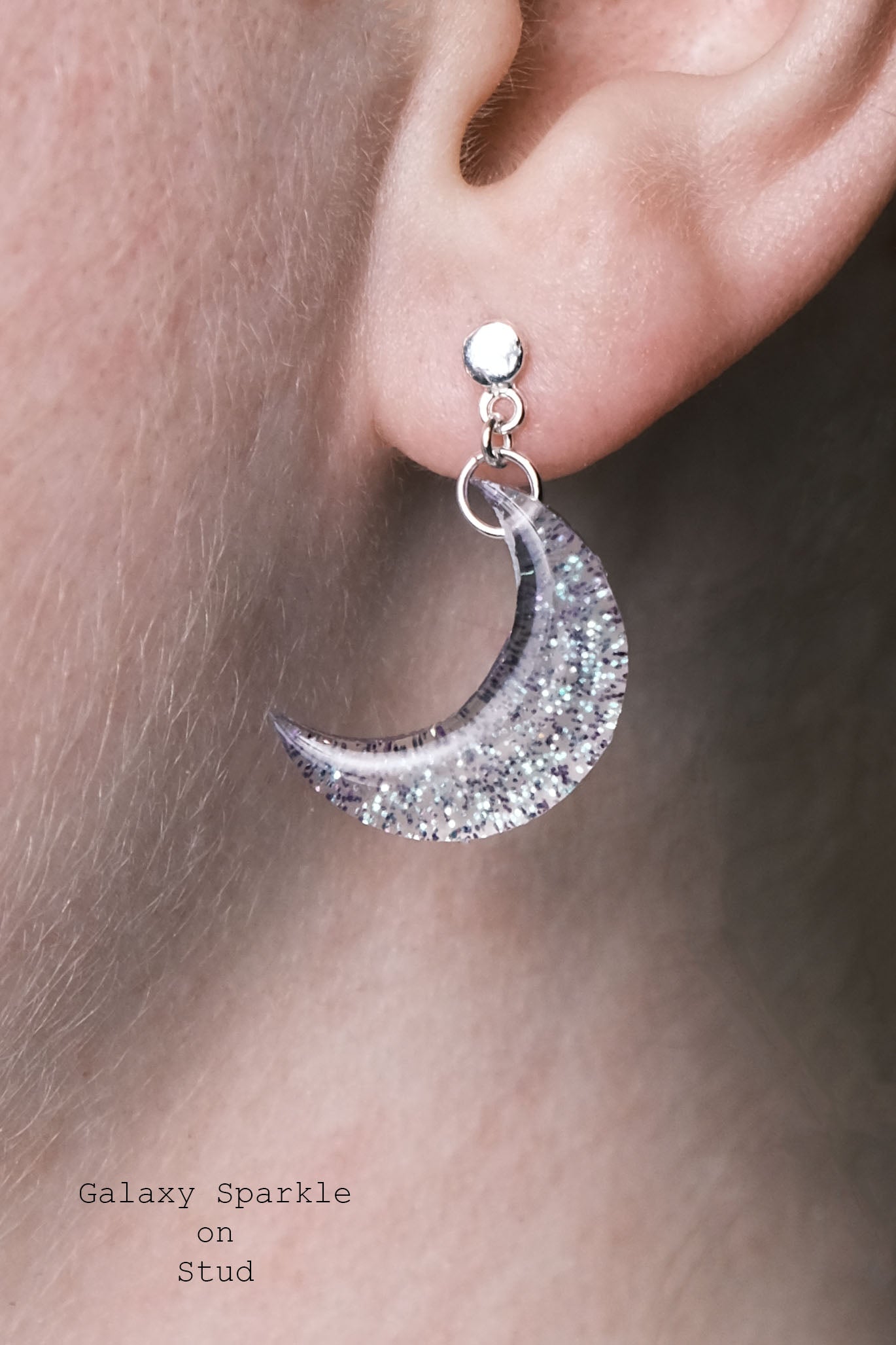 Sterling Silver Big Moon Resin Earrings