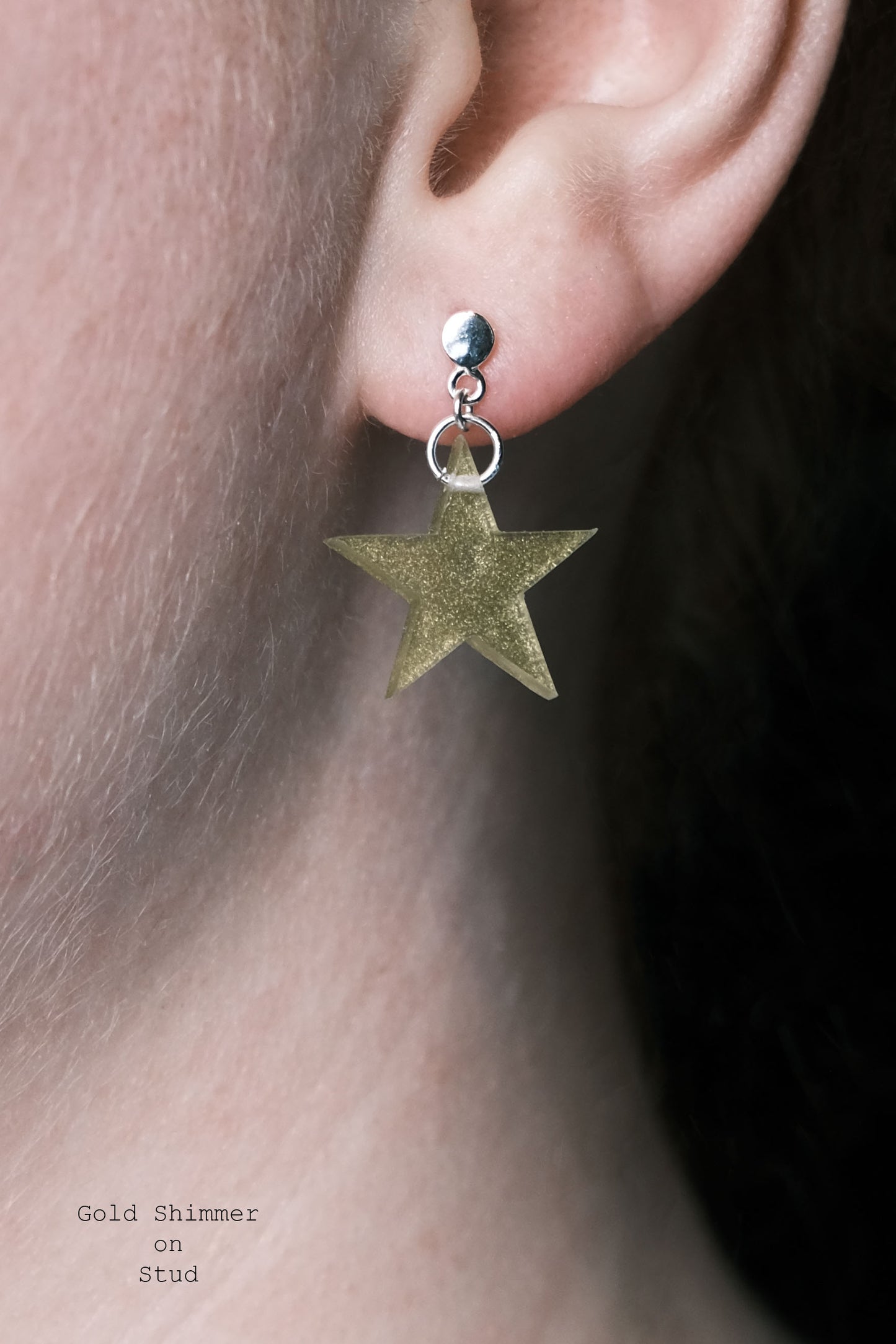 Sterling Silver Big Star Resin Earrings