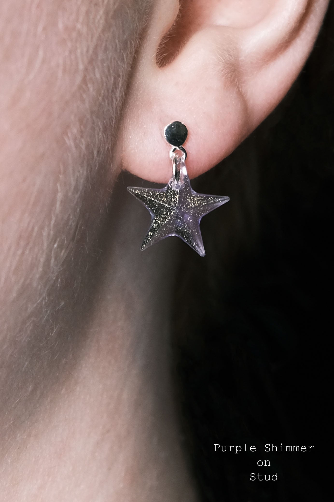 Sterling Silver Faceted Star Resin Earrings