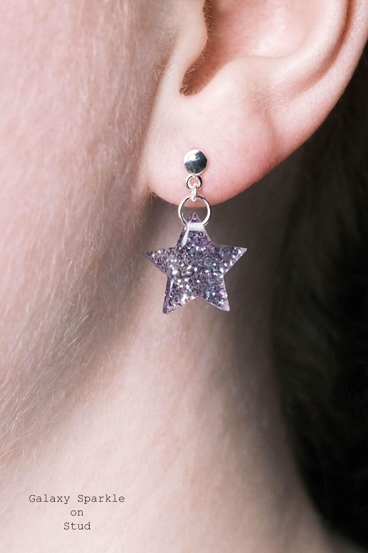 Sterling Silver Small Star Resin Earrings