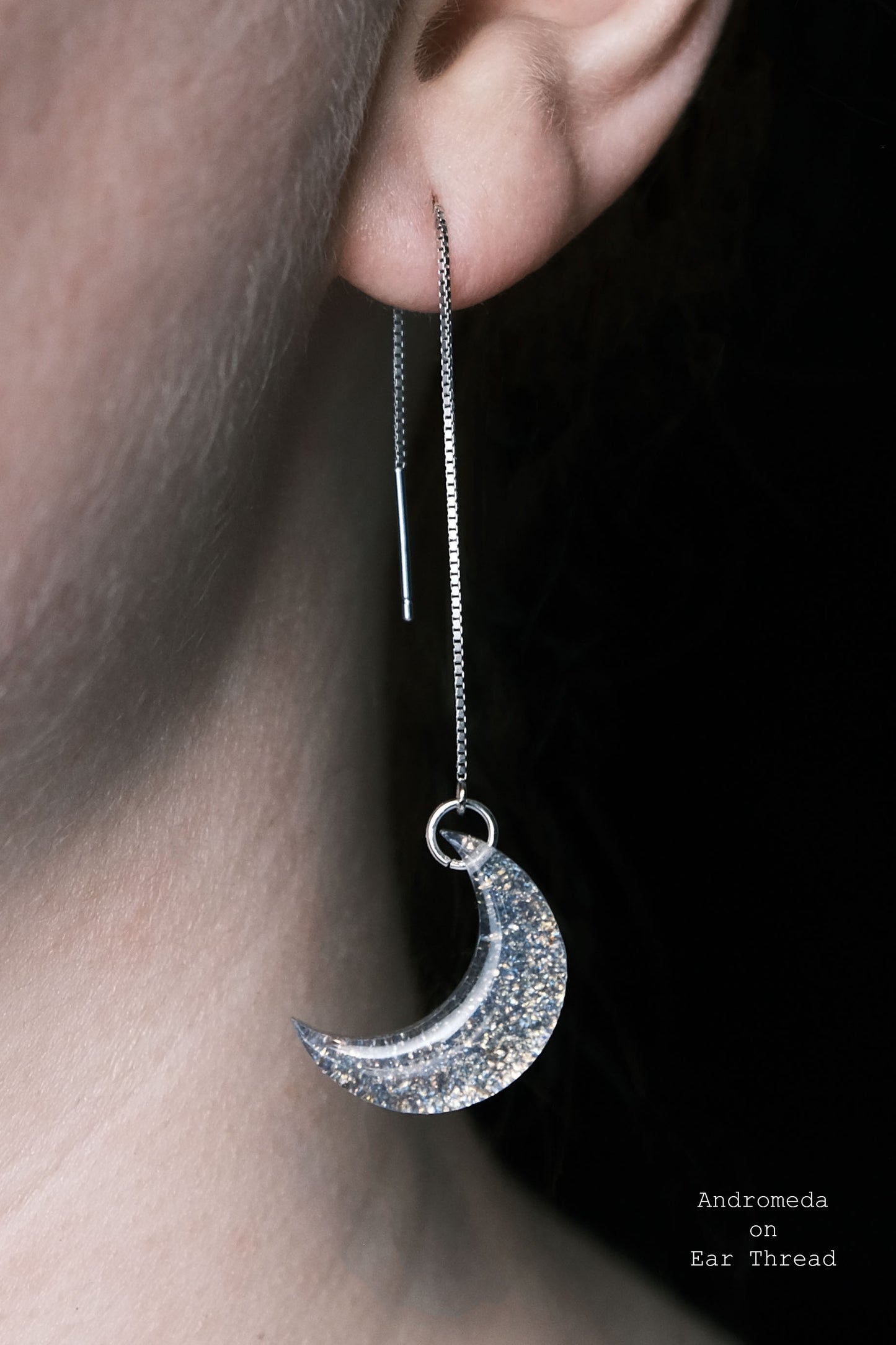 Sterling Silver Big Moon Resin Earrings