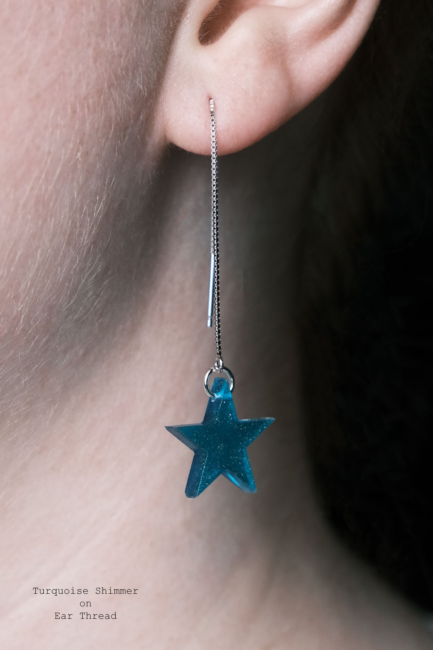 Sterling Silver Big Star Resin Earrings