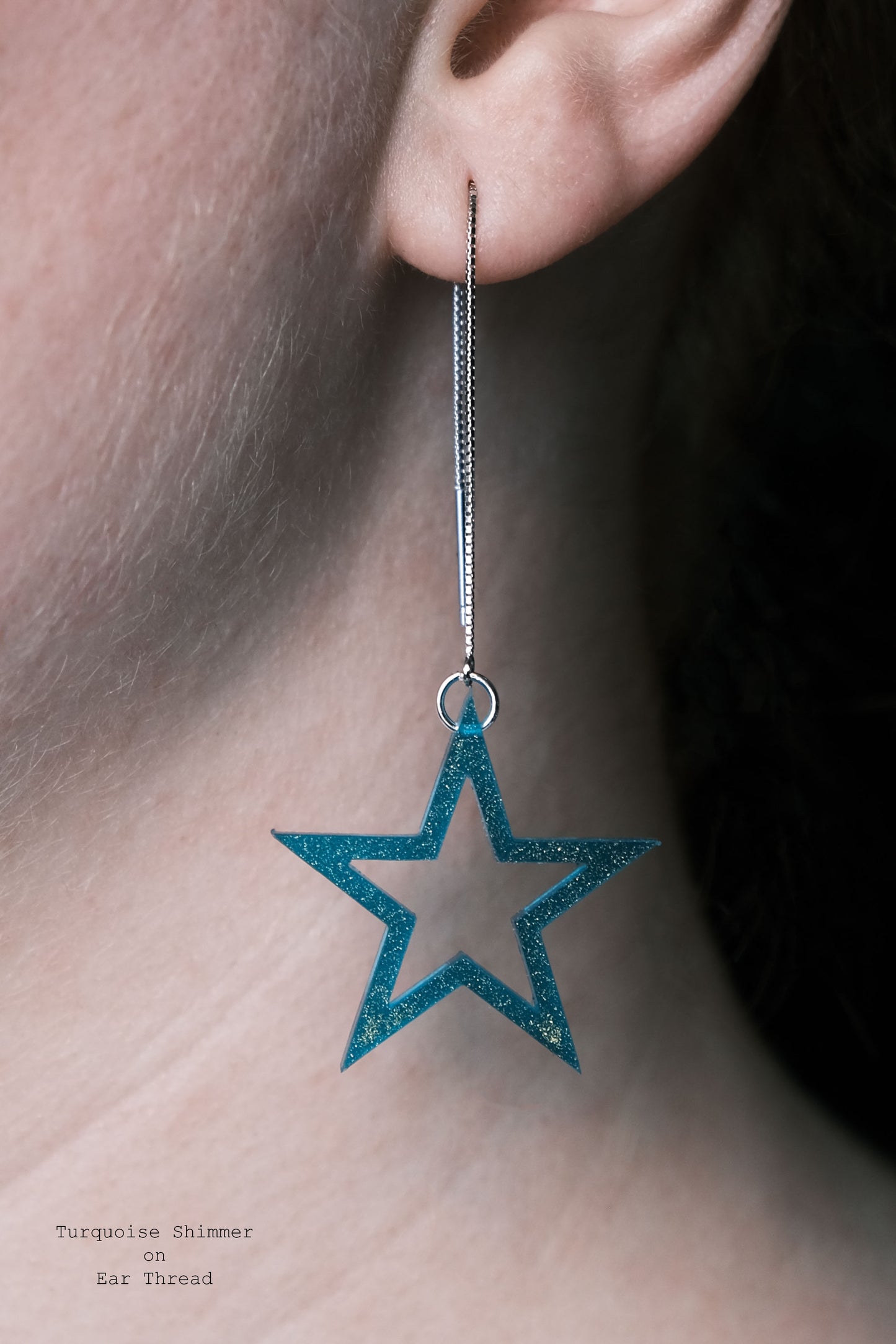 Sterling Silver Open Star Resin Earrings