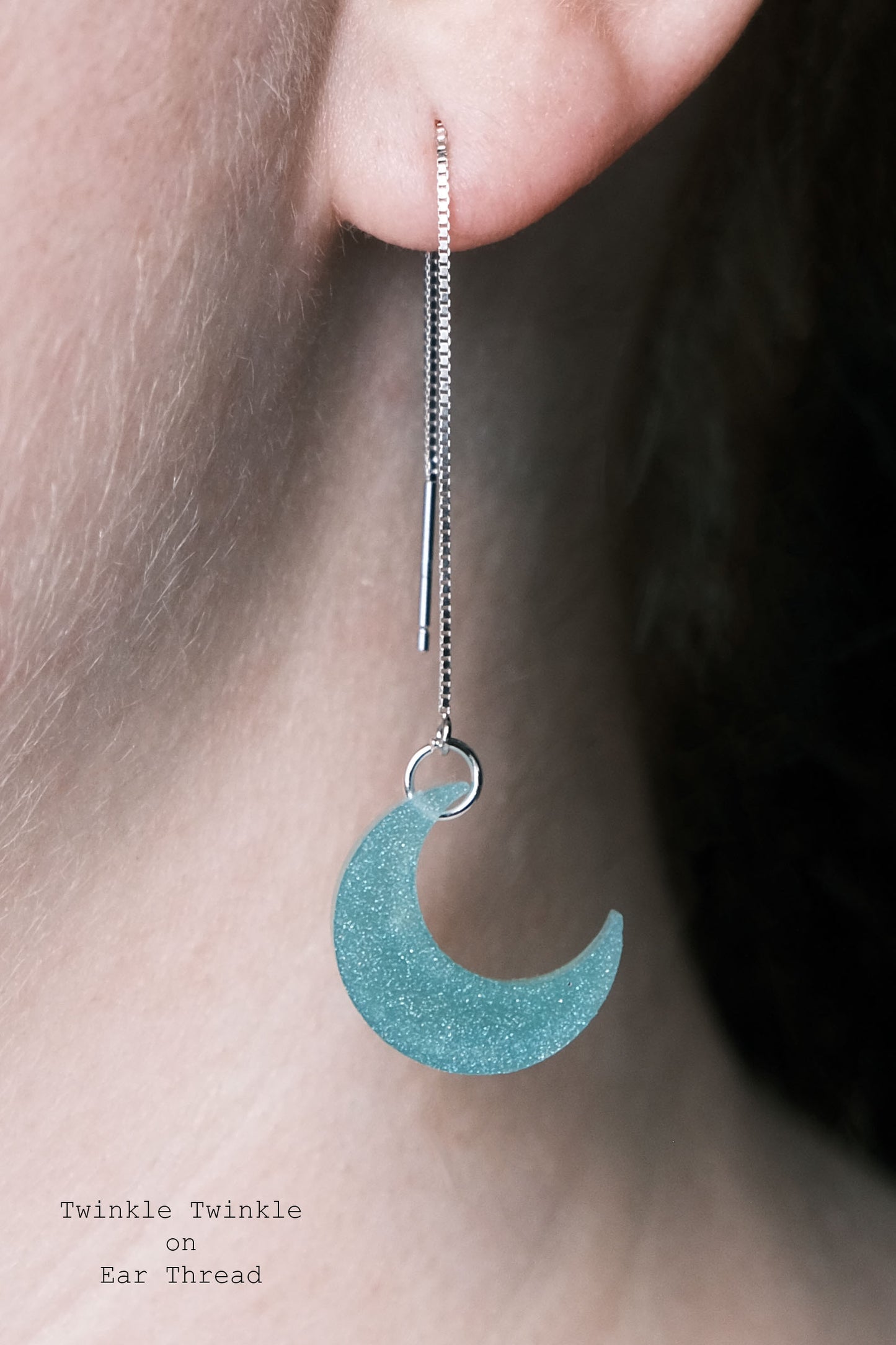 Sterling Silver Small Moon Resin Earrings