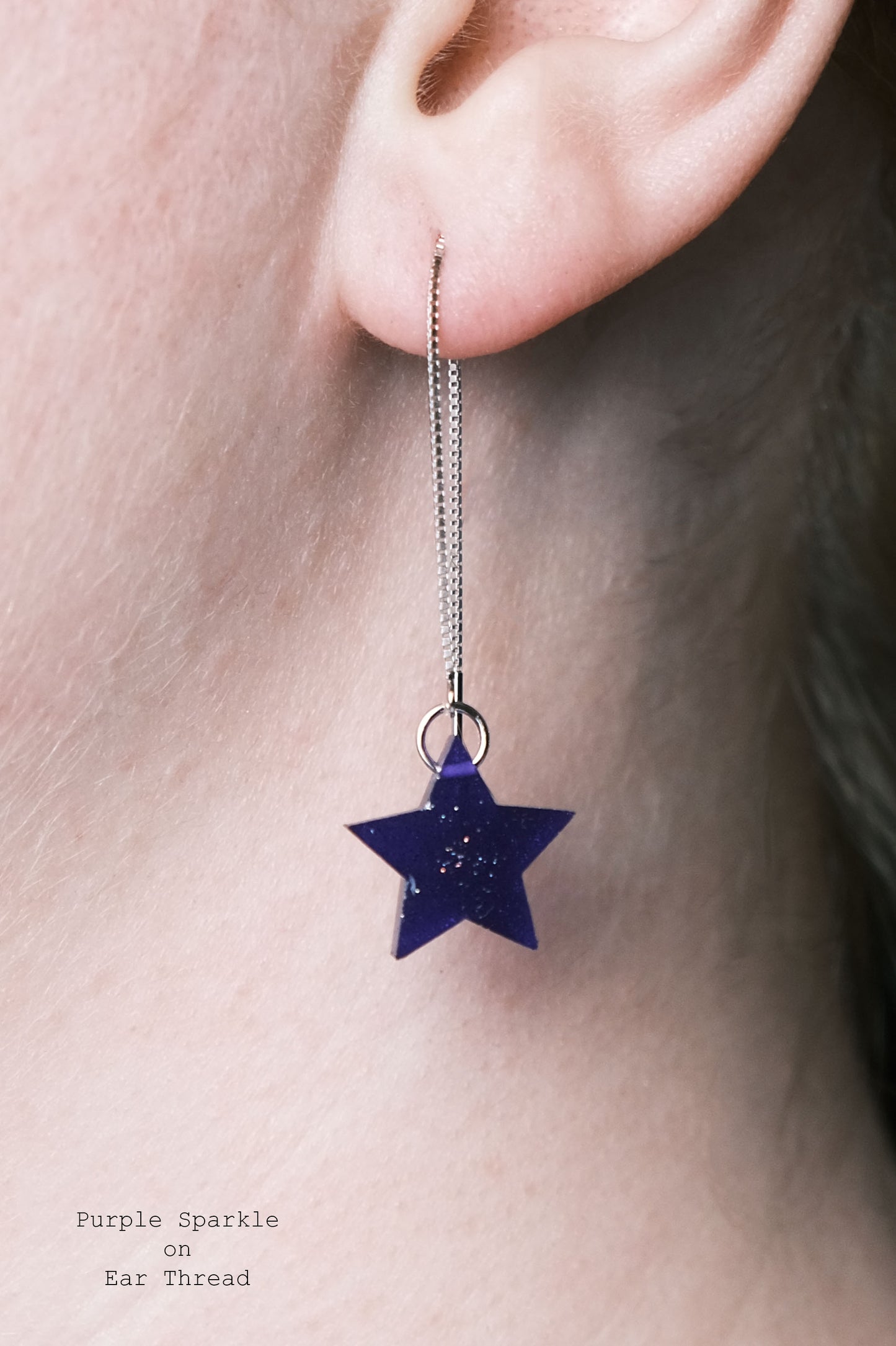 Sterling Silver Small Star Resin Earrings