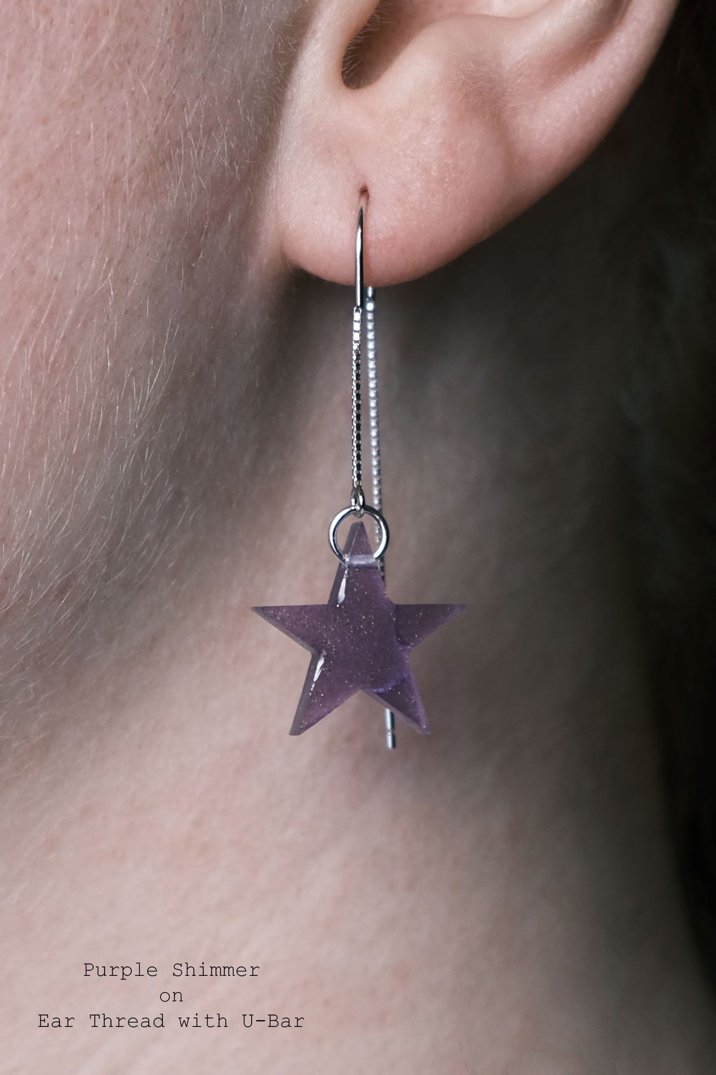 Sterling Silver Big Star Resin Earrings