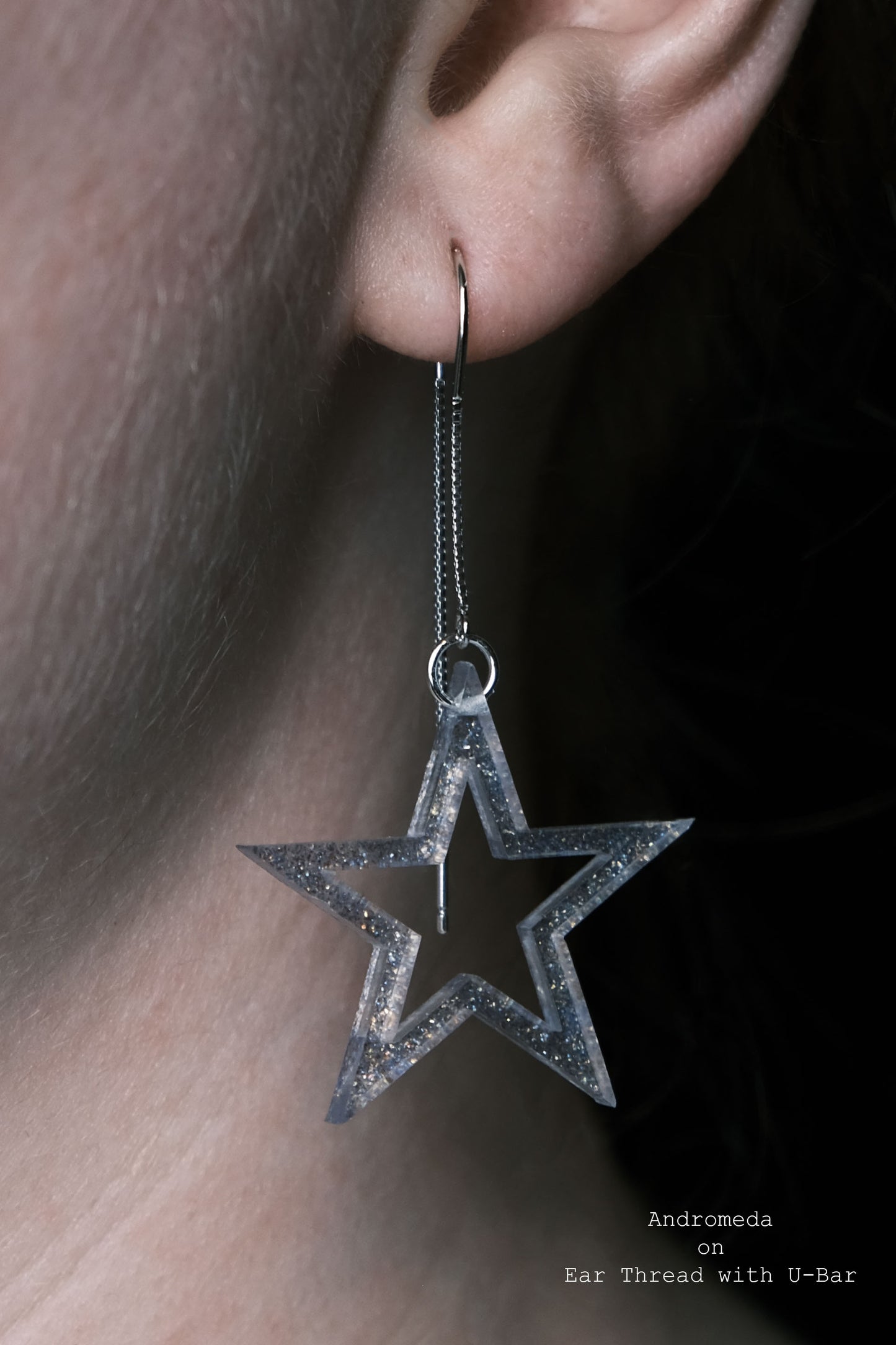 Sterling Silver Open Star Resin Earrings