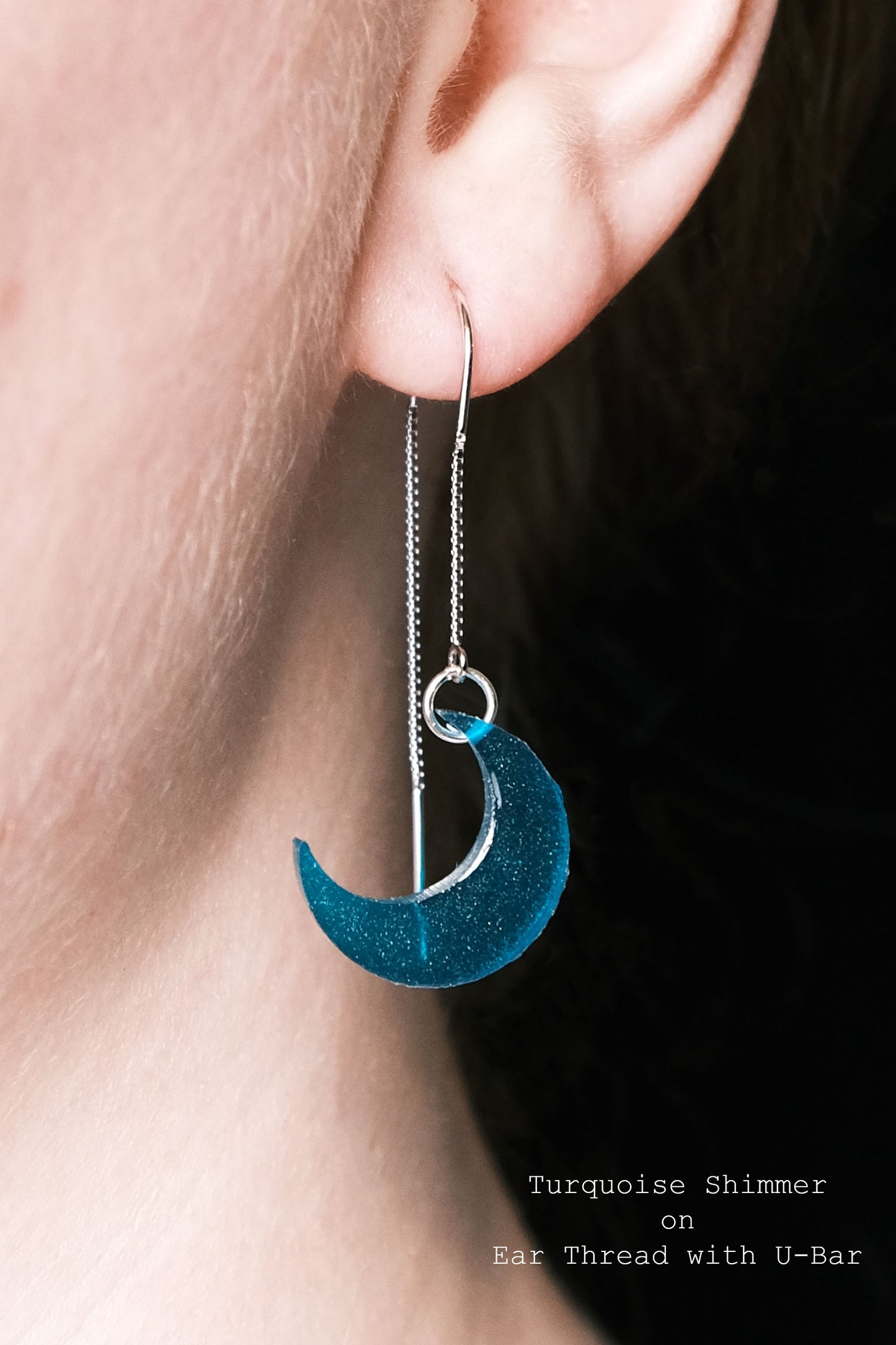 Sterling Silver Small Moon Resin Earrings