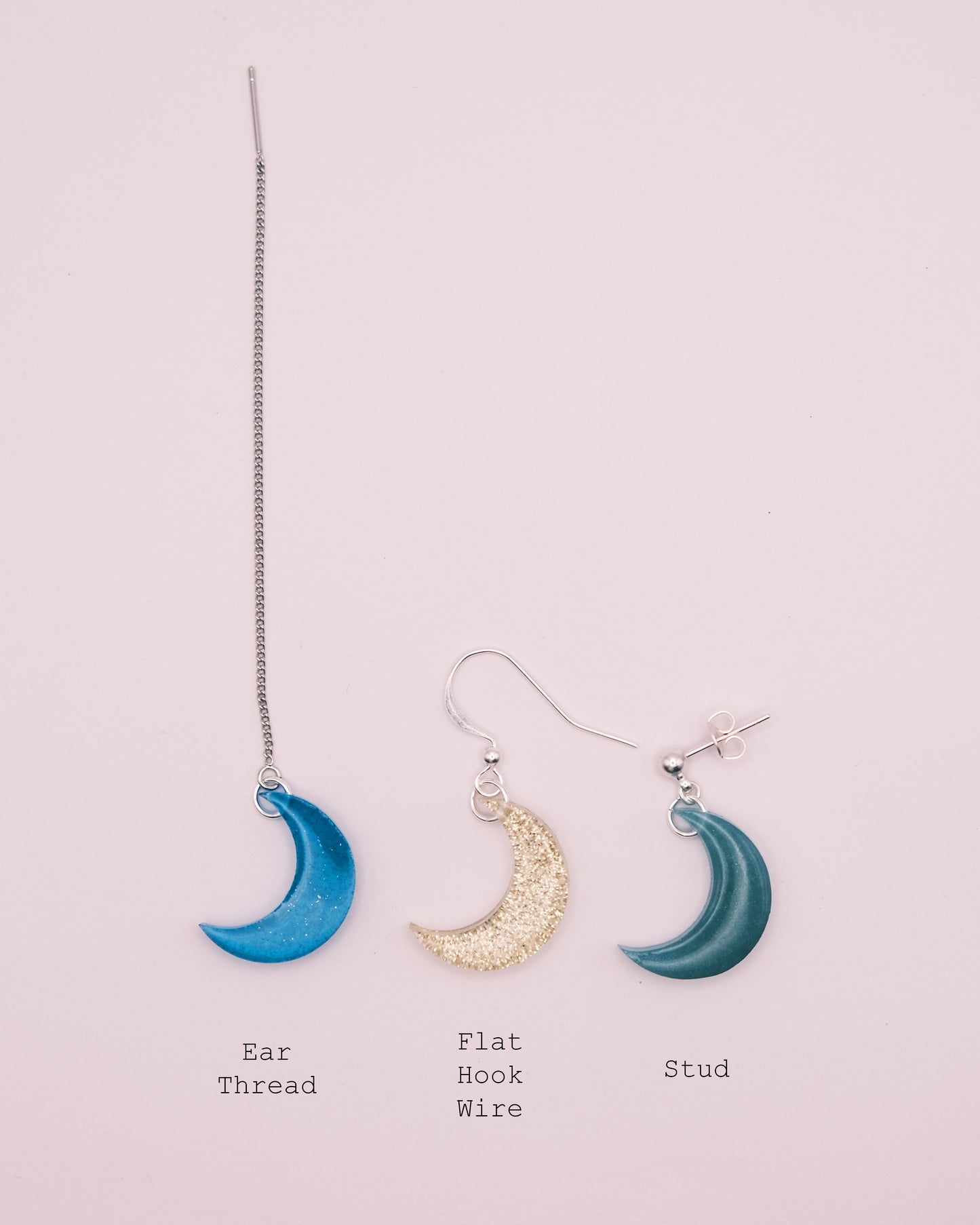 Silver Plated Big Moon Resin Earrings