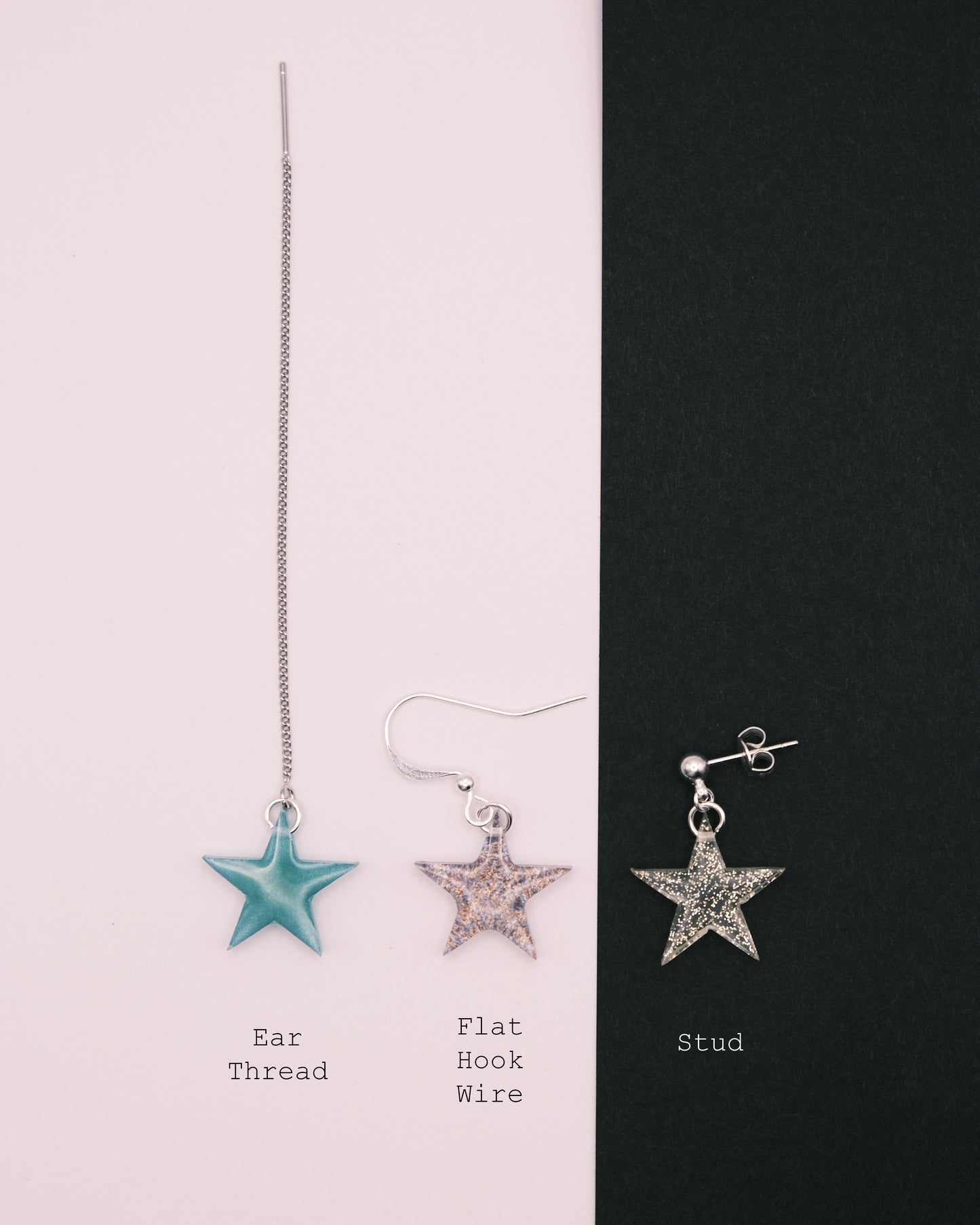 Silver Plated Big Star Resin Earrings