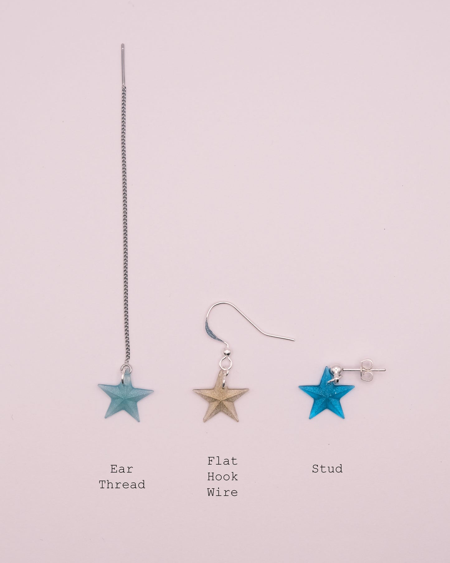 Silver Plated Faceted Star Resin Earrings