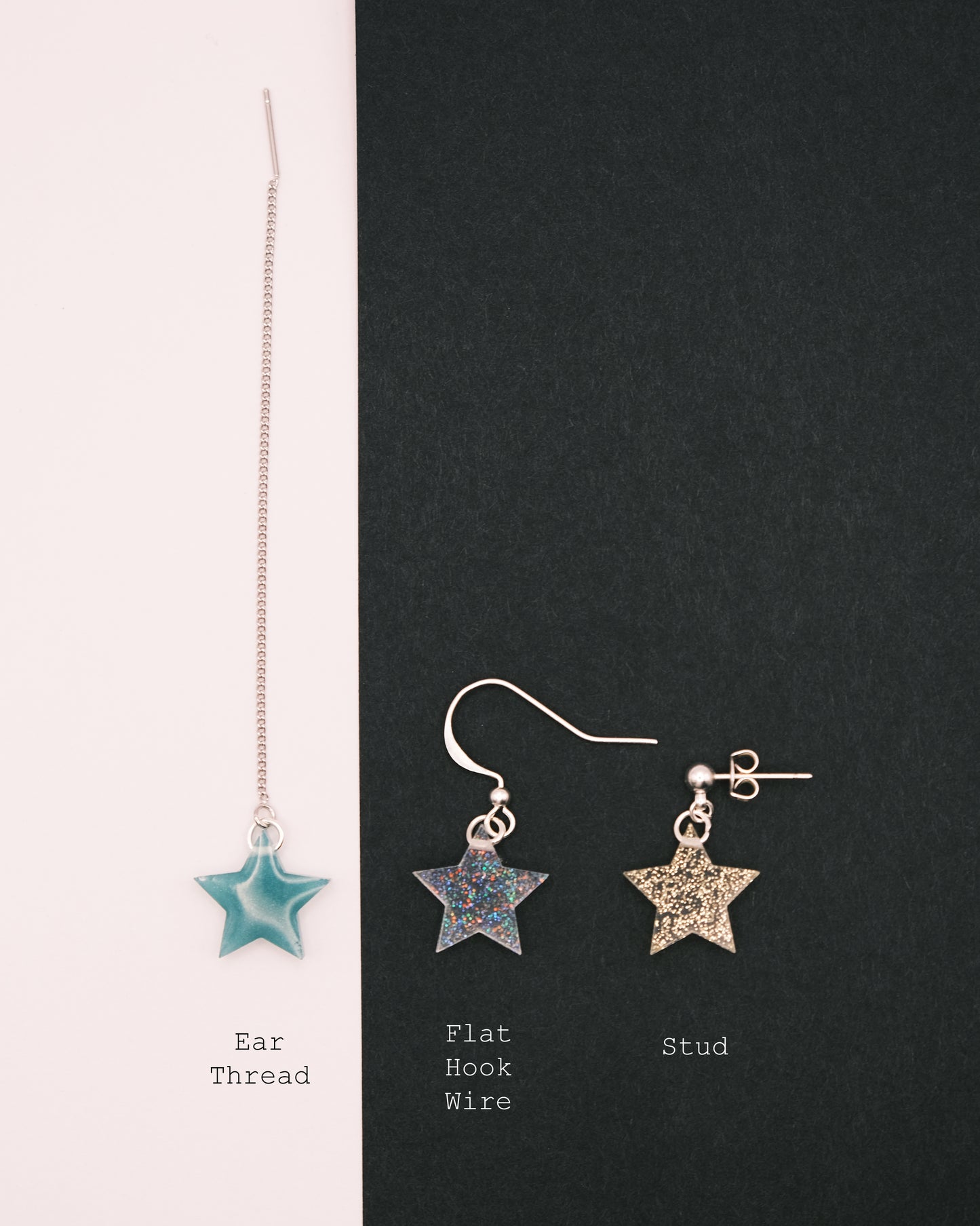 Silver Plated Small Star Resin Earrings