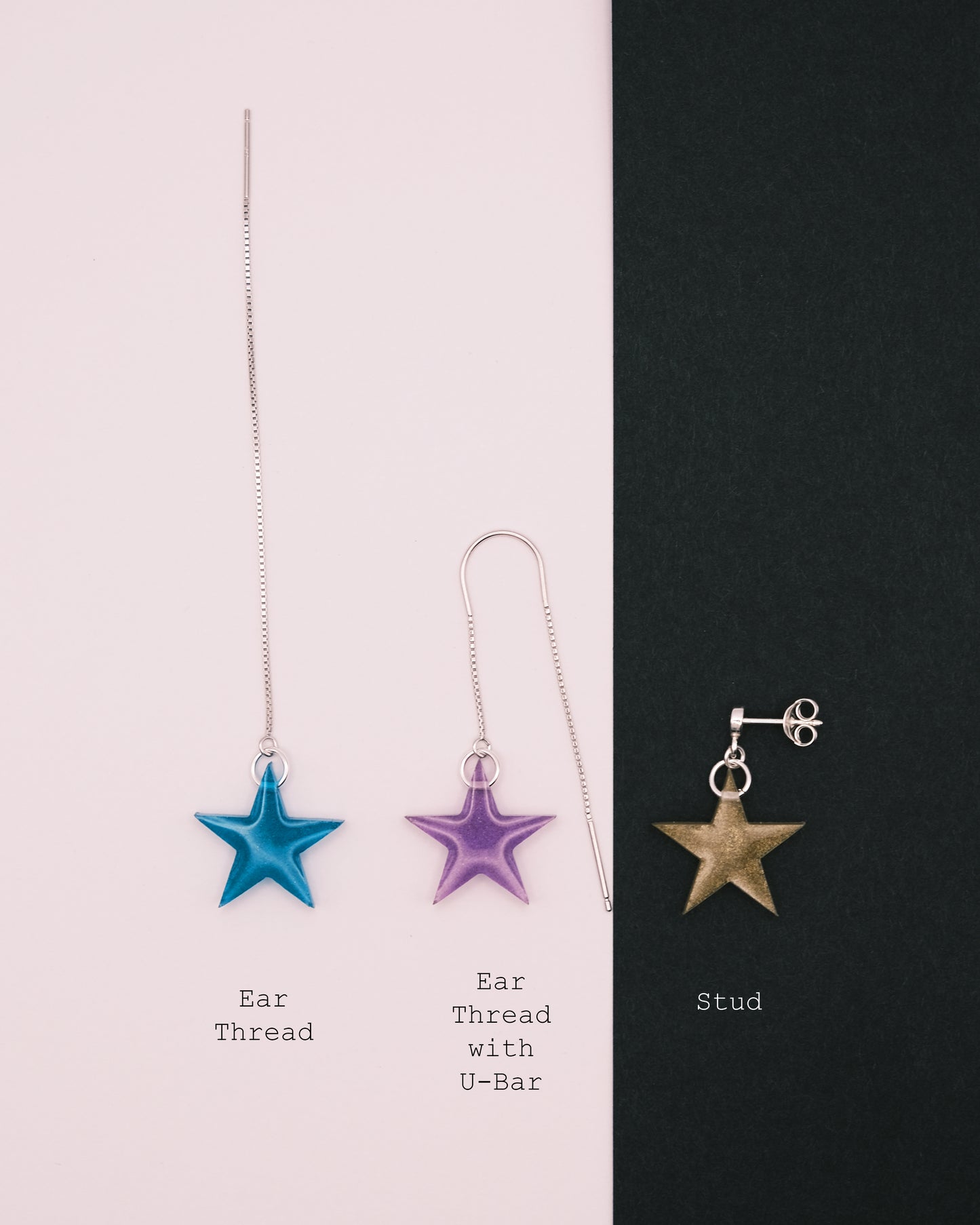 Sterling Silver Big Star Resin Earrings