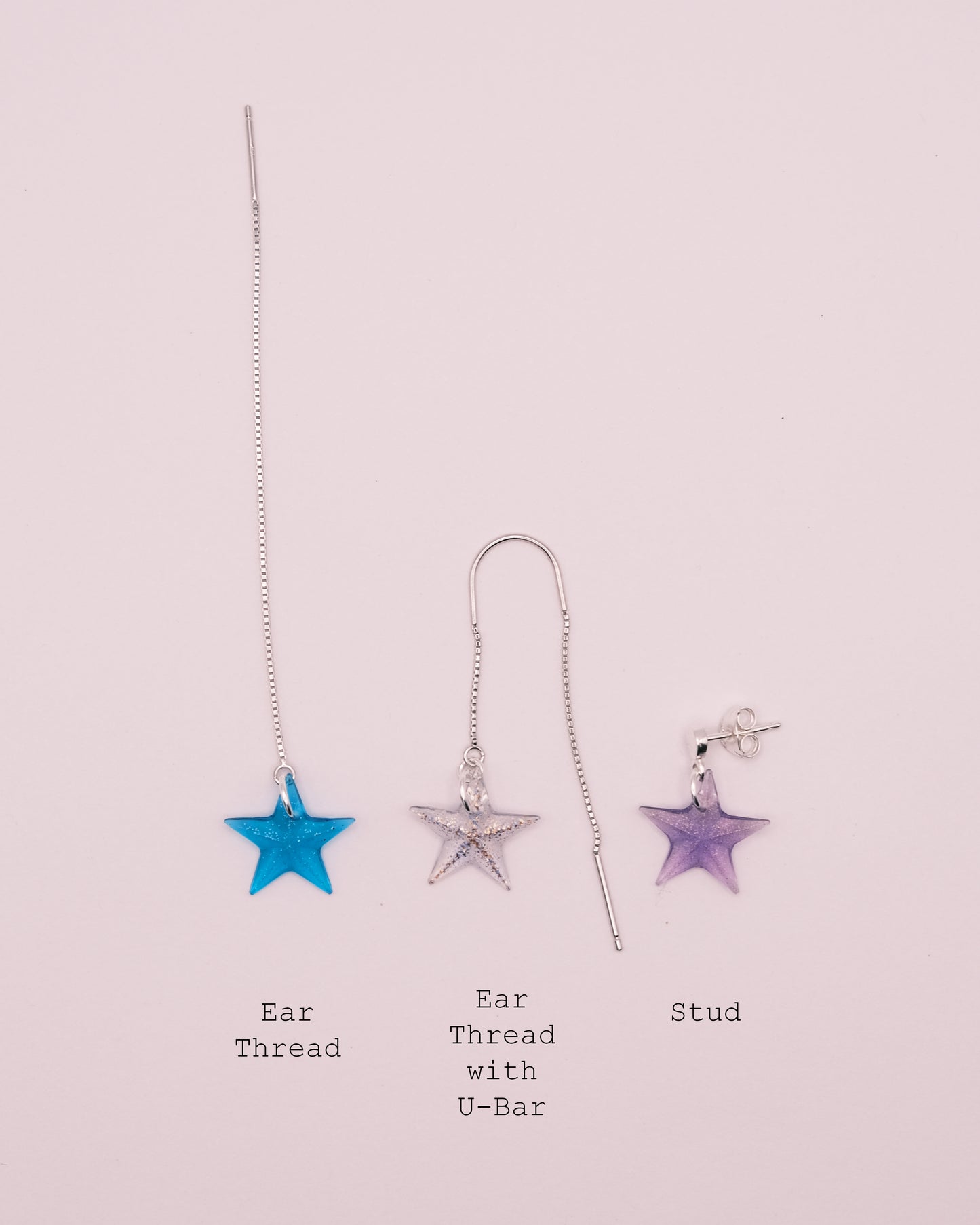 Sterling Silver Faceted Star Resin Earrings