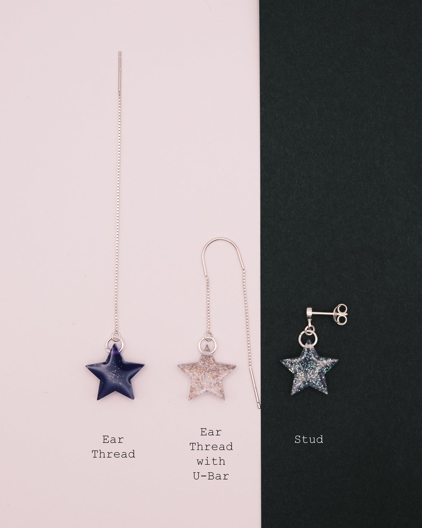 Sterling Silver Small Star Resin Earrings