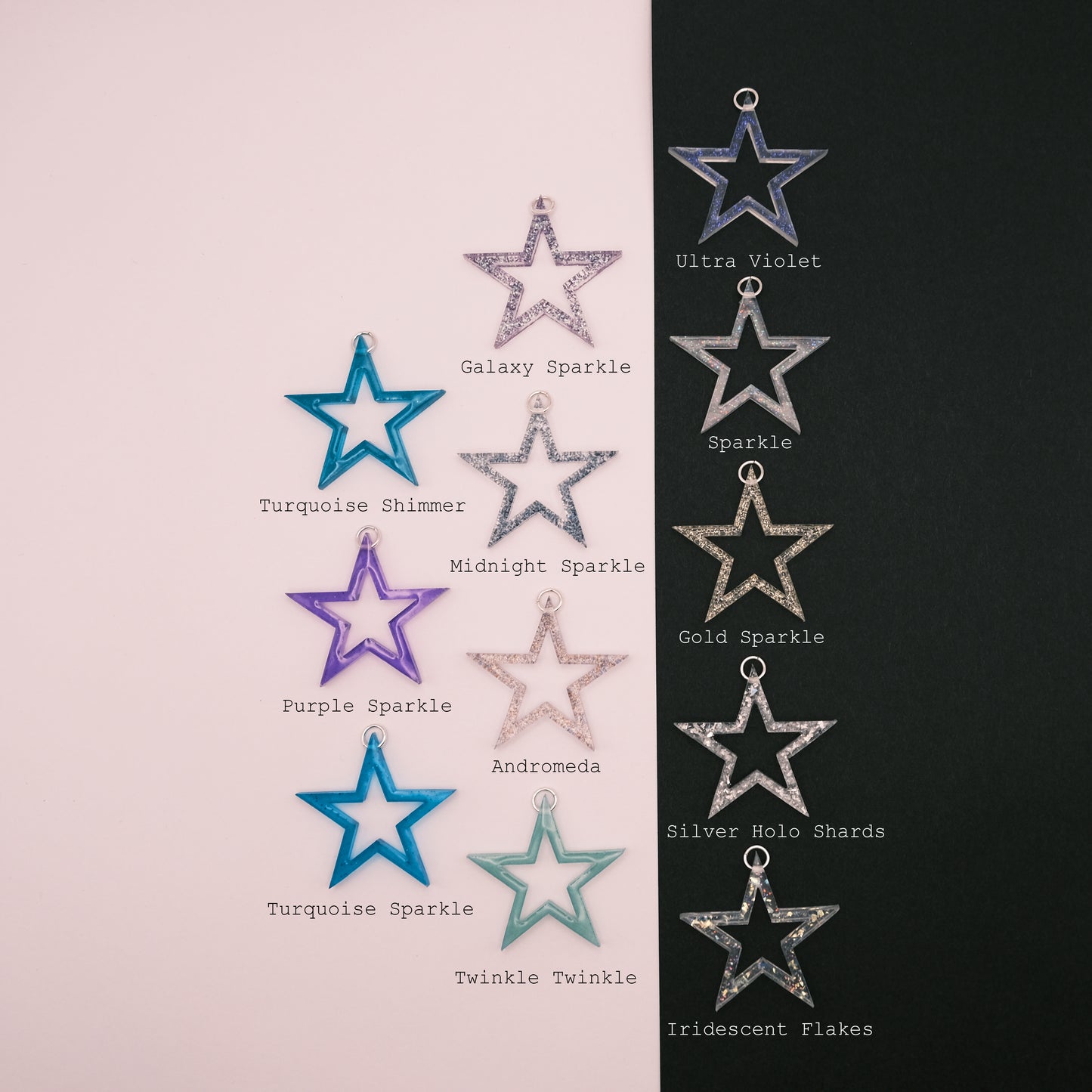 Silver Plated Open Star Resin Earrings