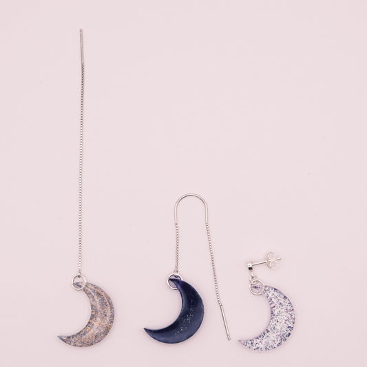 Sterling Silver Big Moon Resin Earrings