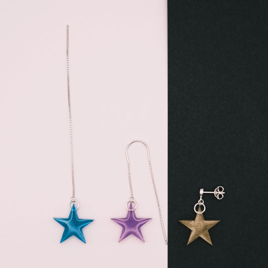 Sterling Silver Big Star Resin Earrings