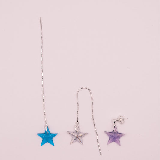 Sterling Silver Faceted Star Resin Earrings