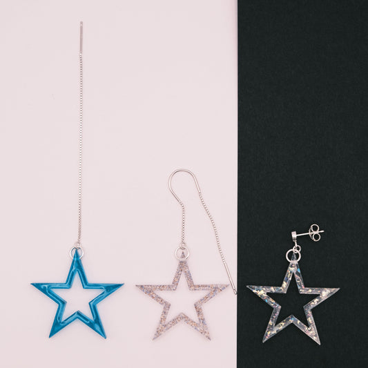 Sterling Silver Open Star Resin Earrings