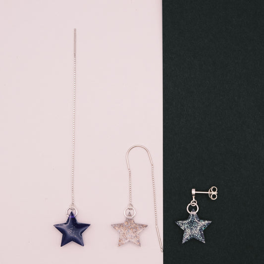 Sterling Silver Small Star Resin Earrings